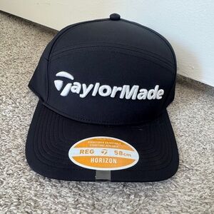 NWT TaylorMade Horizon Golf Hat Black White Logo Adjustable 58cm